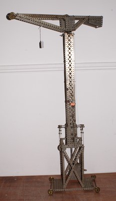 Lot 184 - Meccano nickel item high rise crane with jib,...
