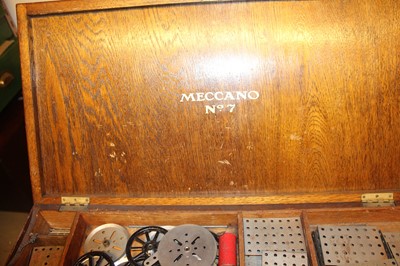 Lot 110 - Meccano No. 7 outfit, oak cabinet, circa 1925,...