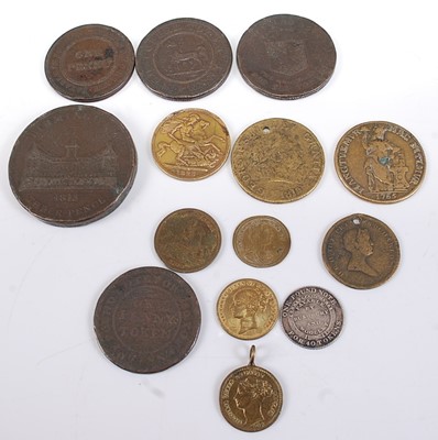 Lot 2129 - A collection of tokens to include 1812...