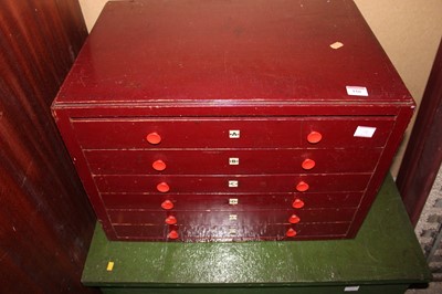 Lot 116 - Meccano 6-drawer dealer's cabinet, dark oak,...