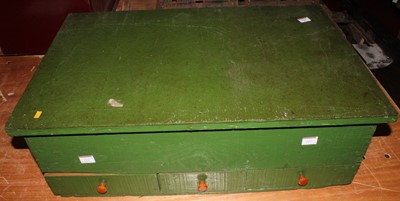 Lot 125 - A green painted large cabinet with tray and...