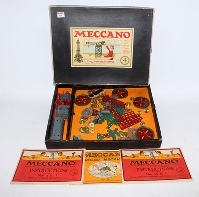 Lot 158 - Meccano outfit No. 4 1929 appears complete...