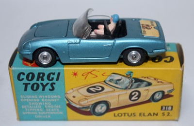 Lot 1615 - A Corgi Toys No. 318 Lotus Elan S2, comprising...