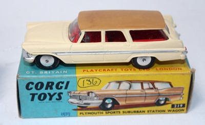 Lot 1638 - A Corgi Toys No. 219 Plymouth Sports Suburban...