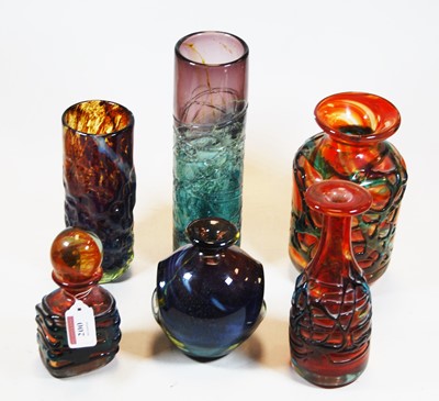 Lot 200 - Five Mdina and Mdina type glass vases to...