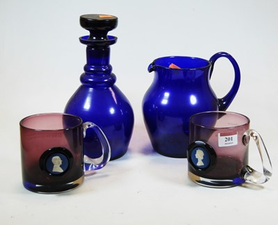Lot 201 - Two Wedgwood glass commemorative tankards,...