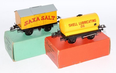 Lot 233 - Two post war Hornby no. 50 wagons:- Saxa Salt...