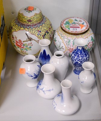 Lot 221 - Assorted modern Chinese blue & white bottle...