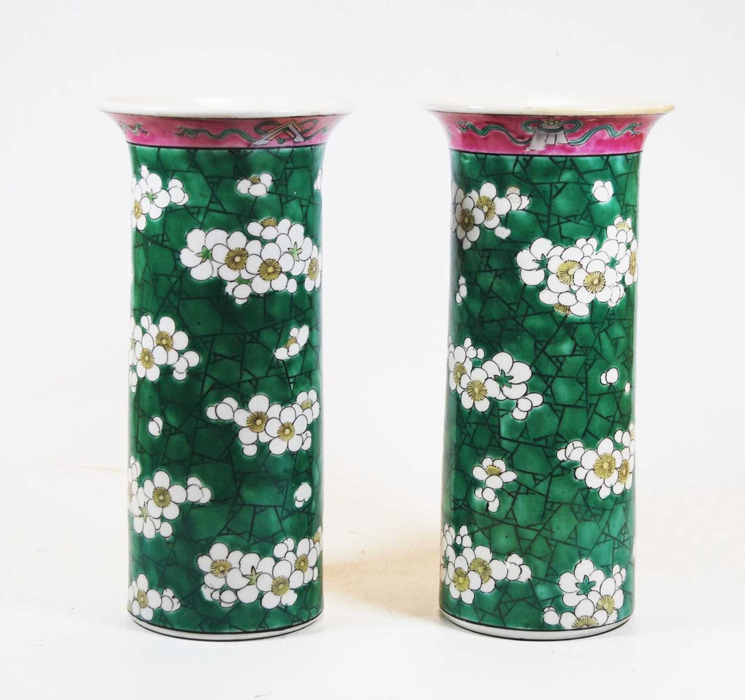 Lot 15 - A pair of Chinese export stoneware vases of...