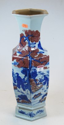 Lot 23 - A Chinese export vase, of hexagonal baluster...