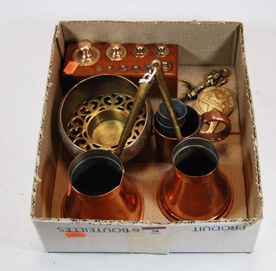 Lot 38 - A small collection of brass and copper wares,...