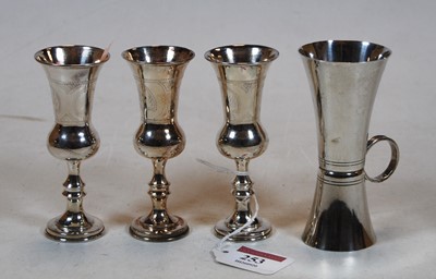 Lot 253 - A set of three George V silver miniature...