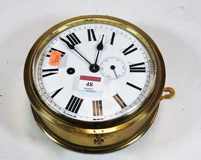 Lot 48 - A 20th century brass cased ships wall clock,...