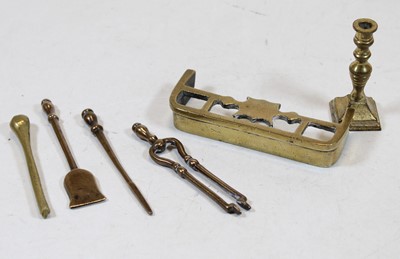 Lot 301 - A miniature brass fire fender; together with ...