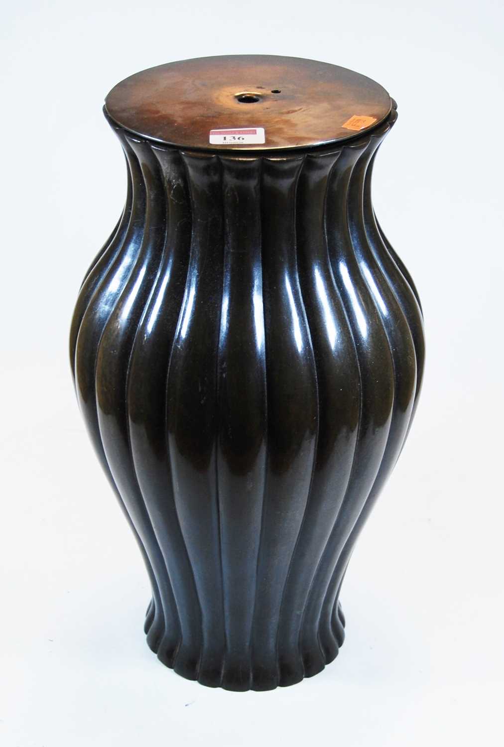 Lot 136 - A Japanese Meiji period bronze vase of lobed...