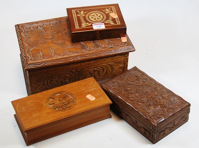 Lot 146 - An eastern carved teak box with three others...