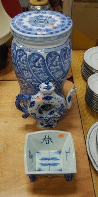 Lot 155 - A Chinese export blue & white garden seat 41cm...