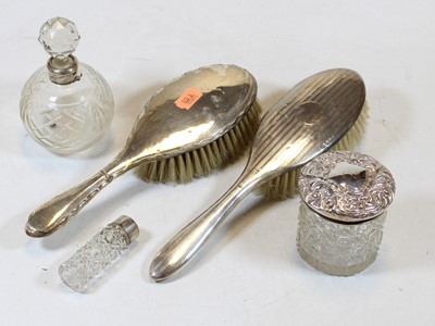 Lot 318 - Two silver backed hairbrushes; together with...