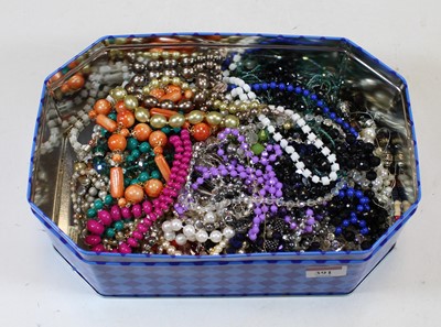 Lot 391 - A box of modern costume jewellery, to include...