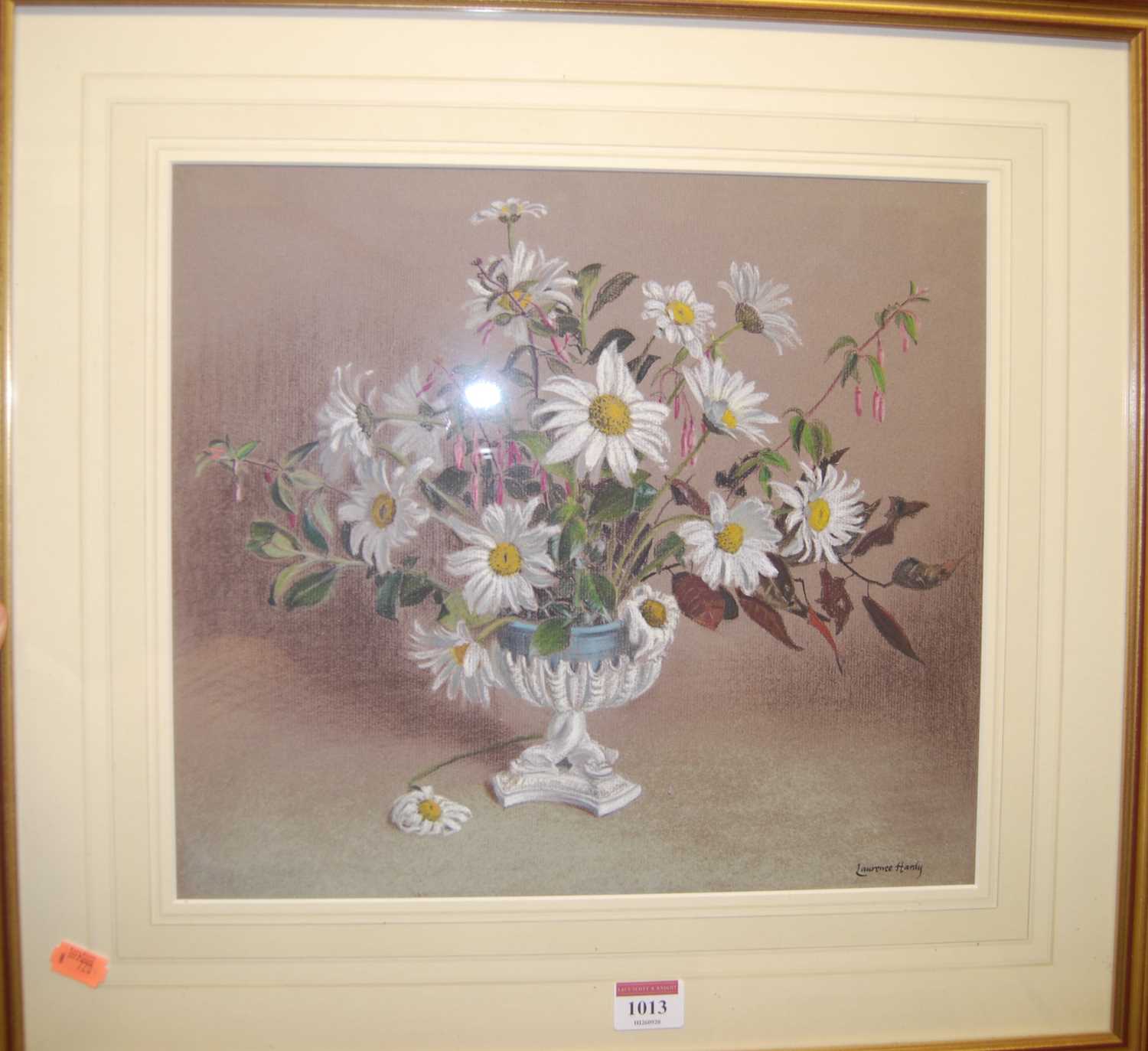 Lot 1013 - Lawrence Hardy - Daisies and Fuchsias in a...