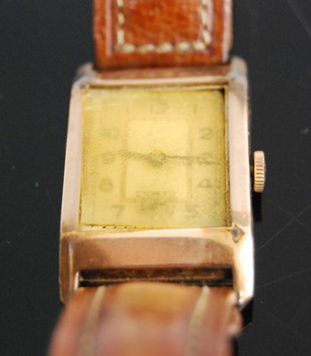 Lot 340 - A gents 9ct gold cased tank watch having...