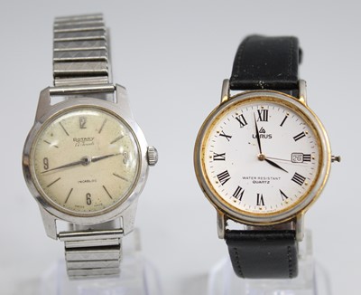 Lot 360 - A gents Rotary steel cased wrist watch having...