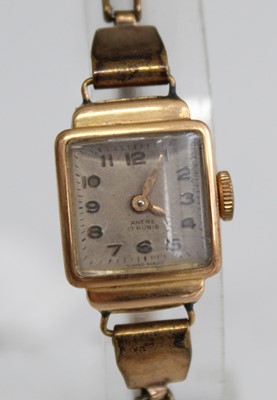 Lot 367 - An Art Deco ladies 18ct gold cased tank watch...