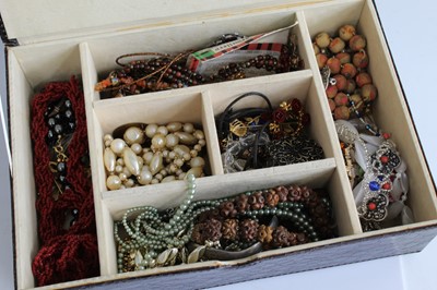 Lot 374 - Jewellery box and contents of assorted costume...