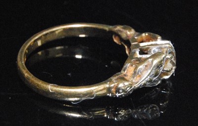 Lot 2592 - A yellow metal diamond single stone ring,...