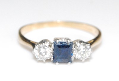 Lot 2661 - A yellow and white metal, sapphire and diamond...