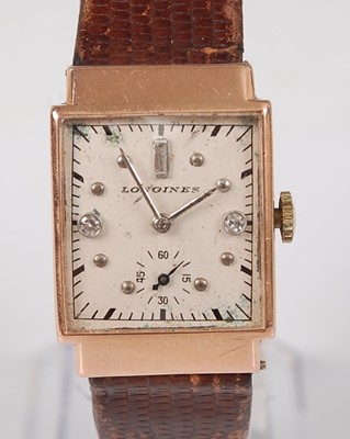 Lot 2555 - A vintage gent's Longines 14ct gold cased tank...