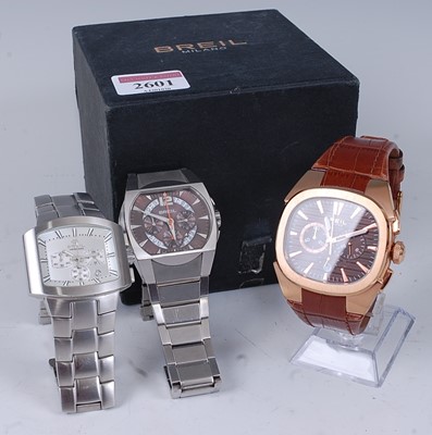 Lot 2601 - A gent's Breil steel cased quartz chronograph,...