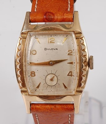 Lot 2603 - A gent's Bulova gold plated tank watch, having...