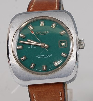 Lot 2693 - A Sicura vintage gent's steel cased wristwatch,...