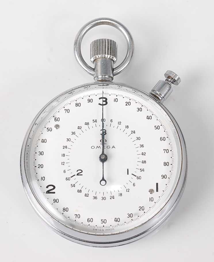 Lot 2668 - An Omega nickel cased oversize stopwatch,...