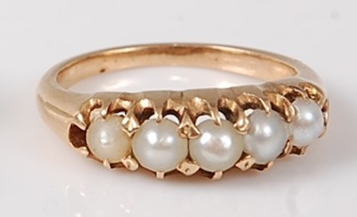 Lot 2741 - A yellow metal and cultured pearl half...