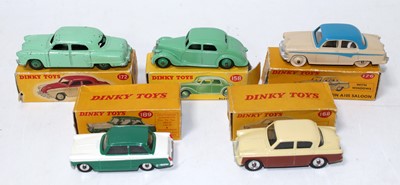 Lot 2063 - A Dinky Toys boxed diecast saloon group, all...