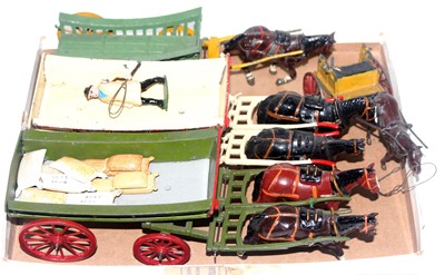 Lot 1281 - Four various Britains and Charbens horse drawn...