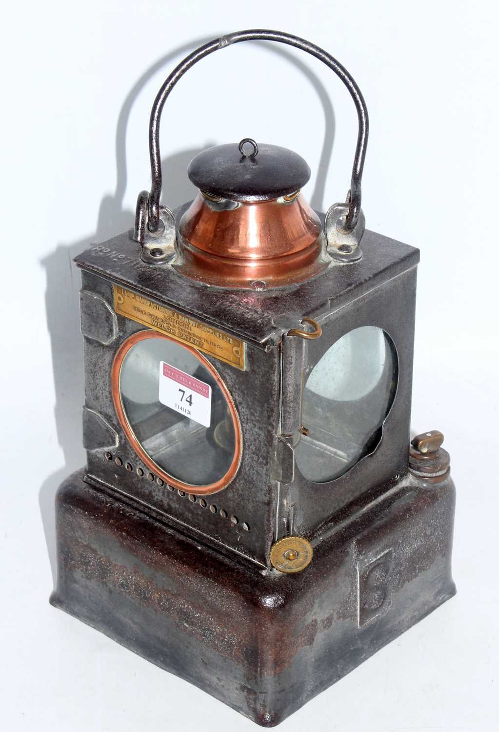 Lot 74 - A Welsh Patent LNER signal lamp inner by...