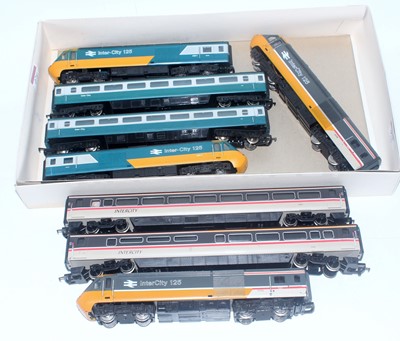 Lot 972 - 2 Hornby 4 car HST trains, one in BR blue/grey...