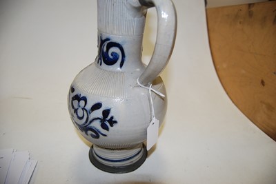 Lot 1 - A German Westerwald stoneware jug, with pewter...