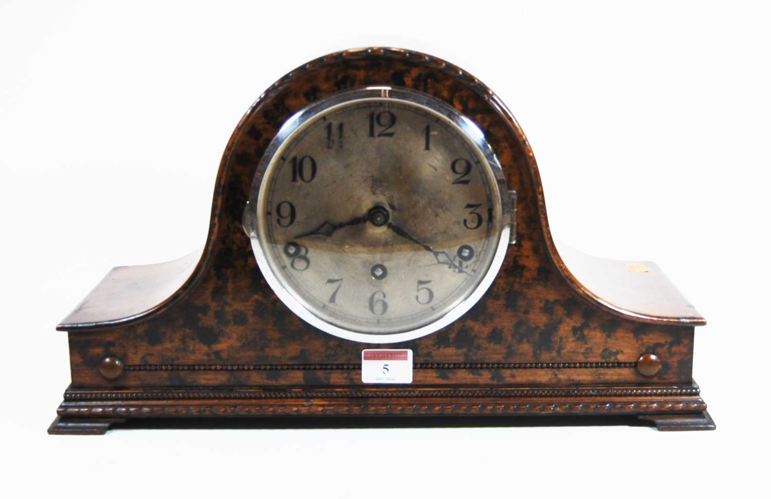 Lot 5 - A 1930s walnut cased Nelsons hat mantel clock,...