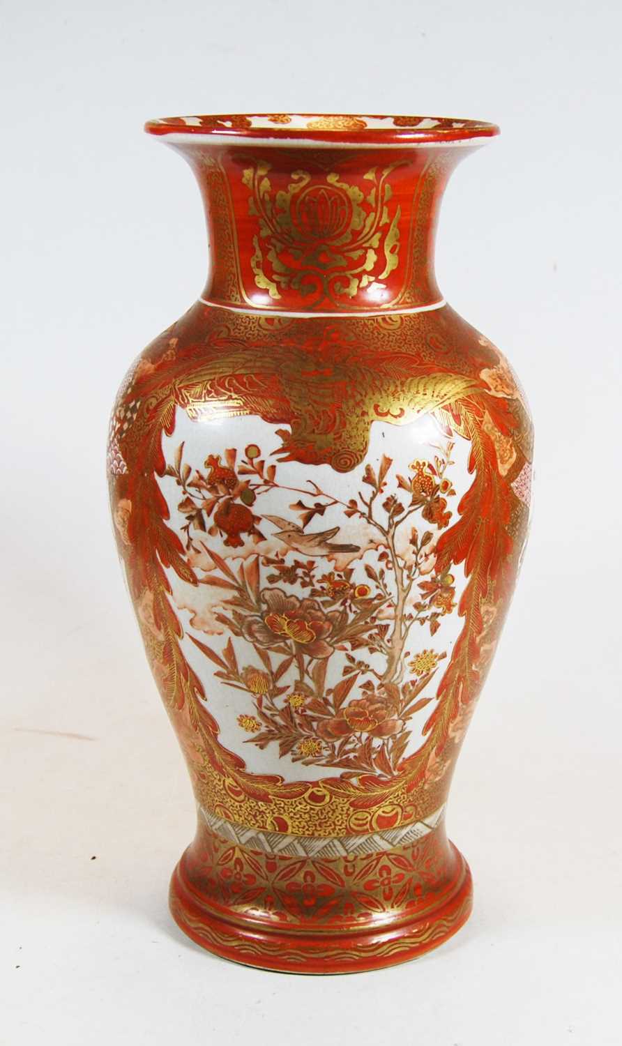 Lot 12 - A Japanese Kutani vase, of baluster form,...