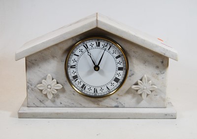 Lot 35 - A 20th century marble cased mantel clock, the...