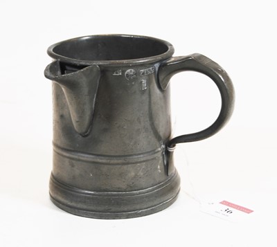 Lot 36 - A 19th century pewter pint tankard/jug, with...