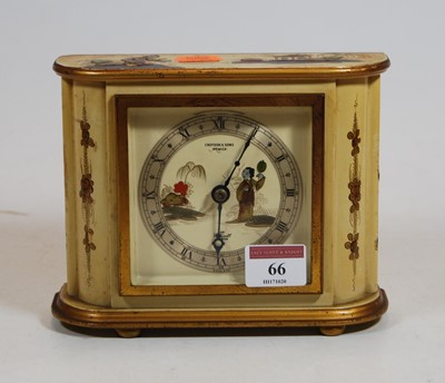 Lot 66 - A 20th century mantel clock, the silvered...