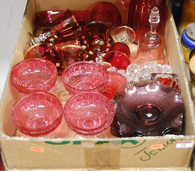 Lot 72 - A box containing a collection of cranberry...