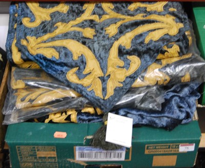 Lot 76 - A box of blue velvet & gold fabric, after a...