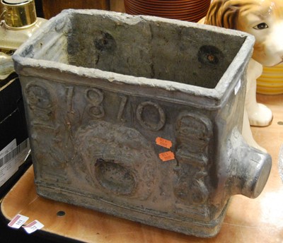 Lot 103 - A 19th century lead cistern hopper, dated 1810,...