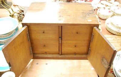 Lot 110 - An oak table top collector's cabinet, the pair...